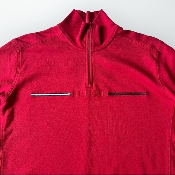 Tommy Hilfiger Y2K Sweatshirt Quarter Zip Red XL - Picture 6 of 14